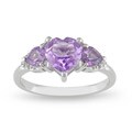 10k Gold Amethyst and Diamond Accent Heart Ring