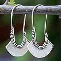 Sterling Silver 'Hollow Bell' Hoop Earrings (Thailand)