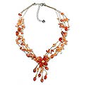 Silver 'Daisy Sunshine' Pearl/ Carnelian Choker (Thailand)
