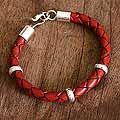 'Bold Red' Leather Bracelet (Peru)