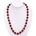 Silver Carnelian Agate Floral Bead Necklace (Thailand)