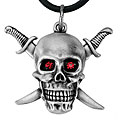 Pewter Sword and Skull Necklace