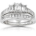 14k Gold 2ct TDW Emerald-cut Diamond Bridal Ring Set (H-I, SI-I)