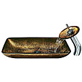 Vigo Rectangular Atlantis Glass Vessel Sink w/Matching Faucet and Pop-up Drain
