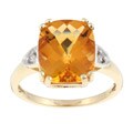 10k Yellow Gold Citrine and Diamond Ring