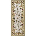 Hand-hooked Flora Ivory Wool Rug (3' x 10')