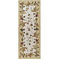 Hand-hooked Flora Ivory Wool Rug (3' x 8')