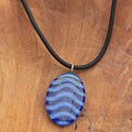 Blue Waves Fused Glass Necklace (Chile)