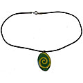 Green Hypno Fused Glass Necklace (Chile)