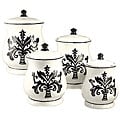 Hand-painted Black and White 4-piece Canister Set