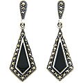 Sterling Silver Marcasite/ Black Onyx Drop Earrings