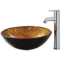 Vigo 'Livorno' Chrome Faucet and Glass Vessel Sink