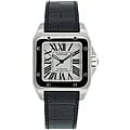 Cartier Men's Santos Black Leather Strap Watch
