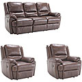 Marco Brown Reclining Leather Sofa and Two Reclining Chairs