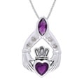 Sterling Silver Amethyst Bright Sparkle Claddagh Necklace