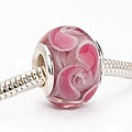 Glass Lampwork European-style 14-mm Pink Paisley Charm Beads (Set of 2)
