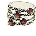 Sterling Silver Garnet and Marcasite 4-row Ring