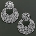 Stainless Steel Textured Dangle Earrings (Italy)