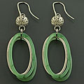 Stainless Steel and Green Resin Dangle Earrings (Italy)