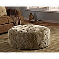 Moss Green Velvet 40-inch Round Ottoman