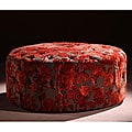 Red Velvet 40-inch Round Ottoman