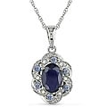 10k White Gold Multicolor Sapphire Flower Necklace