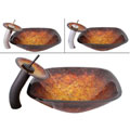 Geyser Mesopotamian Glass Vessel Sink and Waterfall Faucet