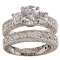 NEXTE Jewelry White Rhodium Overlay Cubic Zirconia Bridal-inspired Ring Set