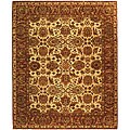 Heirloom Hand-knotted Hand-spun Wool Ivory/ Rust Rug (5' x 7'6)