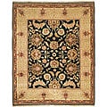Oushak Hand-knotted Tabaz Black/ Ivory Wool Rug (6' x 9')