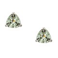 14k White Gold Green Amethyst Trillion Stud Earrings