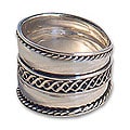 Sterling Silver 'Double Decks' Band Ring (Indonesia)