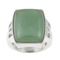 Sterling Silver Dyed Green Jade Rectangle Ring