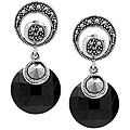 Ken Craft Sterling Silver Black Cubic Zirconia Earrings