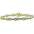 Gold Over Sterling Silver Emerald and Diamond 'X' Bracelet