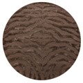 Handmade Alexa Zebra Brown Wool/ Faux Silk Highlights Rug (6' Round)