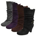 Adi Designs Women's Faux Suede Slouchy High-heel Boots