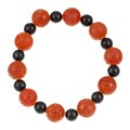 Carved Dragon Red Jade and Black Jade Bracelet