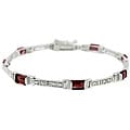 Glitzy Rocks Sterling Silver Garnet and Diamond Accent Bracelet