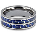 Men's Tungsten Double Blue Carbon Fiber Inlay Band (8 mm)