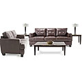 7 Piece Living Room Package: Leather Sofa and Leather Loveseat, 3 Tables and ...