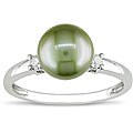 10k Gold FW Pistachio Pearl and 1/10ct TDW Diamond Ring (8-8.5mm)