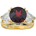 Michael Valitutti 10k Yellow Gold Garnet and Cubic Zirconia Ring