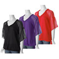 Allison Morgan Women's Pleated-neck Bell-sleeve Blouse