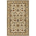 Hand-tufted Traditional Coliseum Vanilla Floral Border Wool Rug (9' x 12')