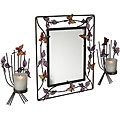Leaf and Butterfly Wall Sconces and Mirror Set