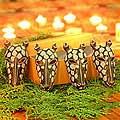 Set of Four Wooden 'Black Giraffes' Ornaments (Indonesia)