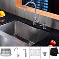 Kraus Stainless Steel Farmhouse Kitchen Sink, Faucet and Dispenser