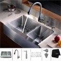 Kraus Stainless Steel Farmhouse Kitchen Sink/ Faucet/ Dispenser