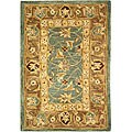Handmade Legacy Blue/ Brown Wool Rug (2' x 3')